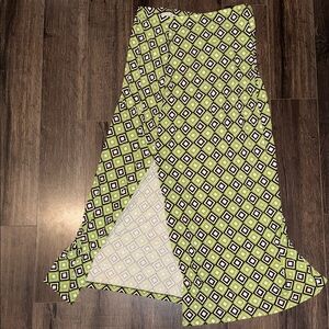Michael Kors Green Geometric Print Maxi Skirt XL A-Line